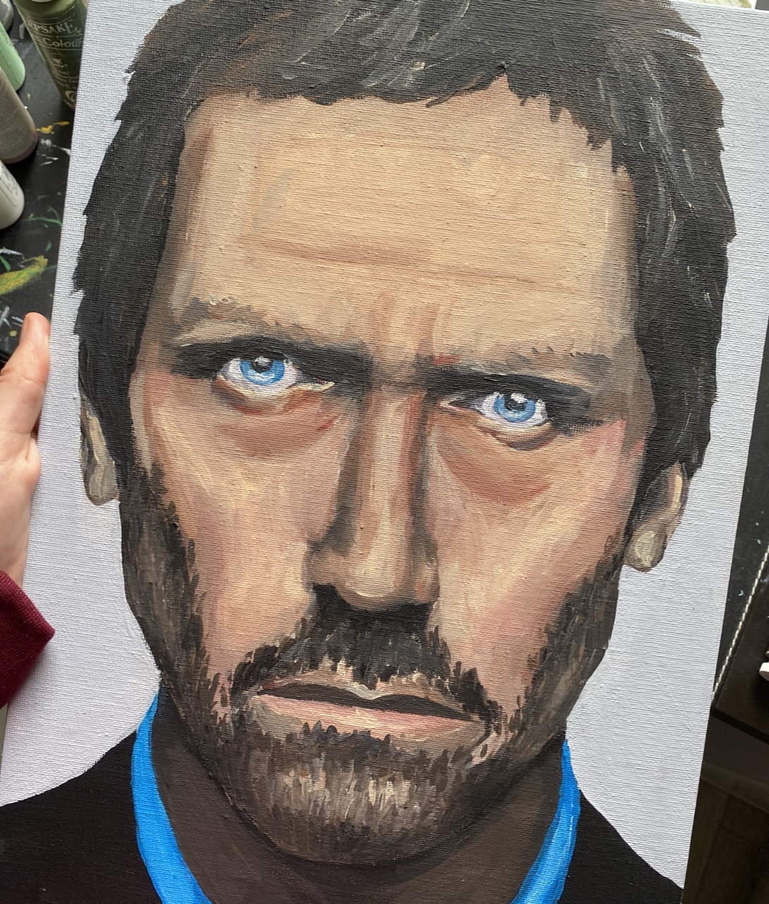 Hugh Laurie acrylic painting on canvas (Aug 2020)