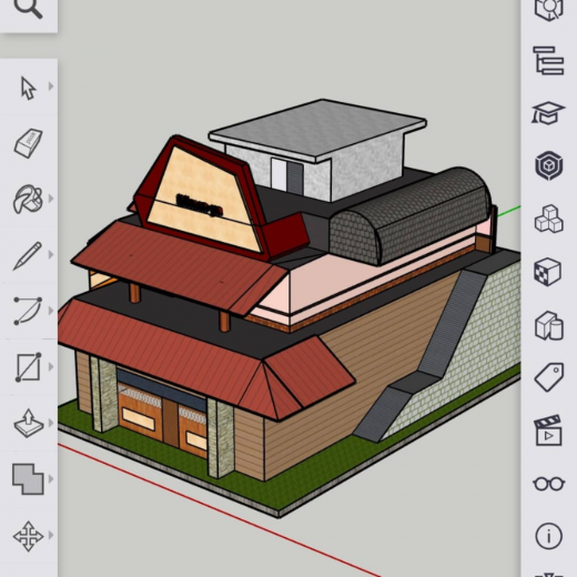 SketchUp model of ramen shop exterior