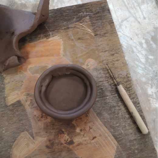 practicing clay pot making for the Mayan temple in my advanced visual techniques module